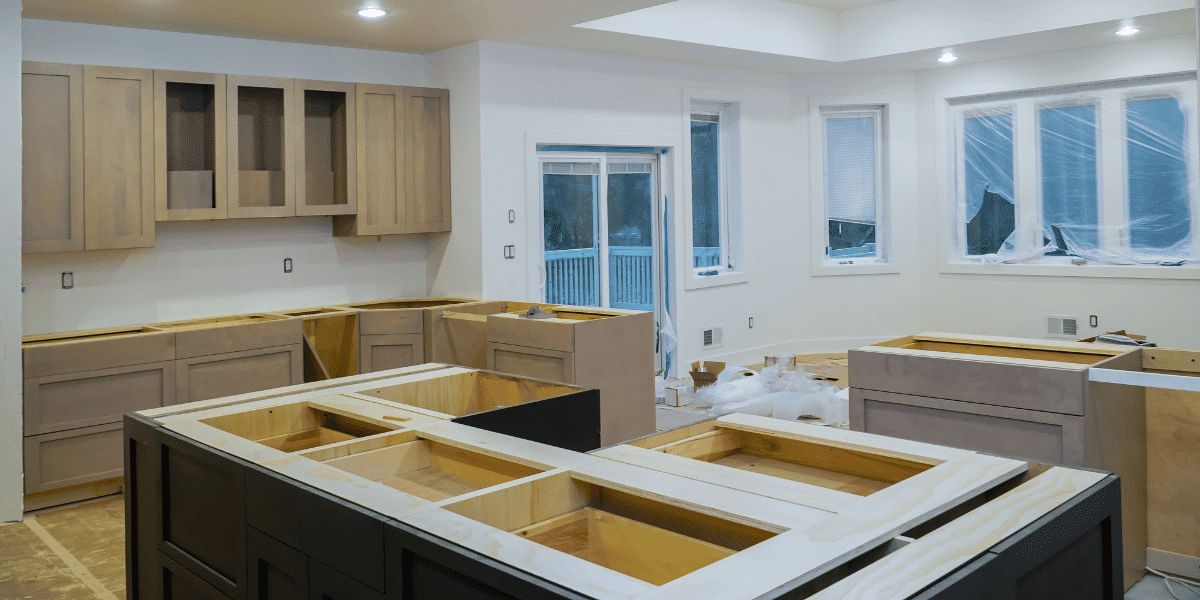 A kitchen during renovations to increase home value